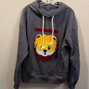 Rawgear Hoodie Bradley Martyn Lion Pullover Gray Size S Embroidered Sweater